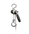 Image of a Durable Aluminum Hand Chain Hoist For Heavy Lifting And Wire Tightening Tasks With 0.5 Ton Capacity and 3Meter Length for Portable Rigging Work Anywhere featuring a solid metal hook and chain.
