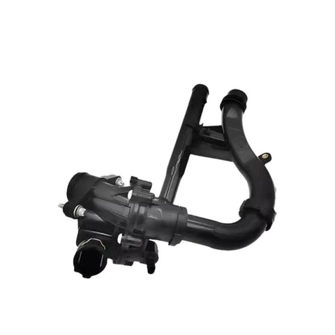 High Octane Engine Cooling Thermostat With Rapid Coolant Temperature Management Plug And Play Direct Bolt On Fitment Replacement For Mercedes Benz M274 W205 W212 W213 Glc, black plastic thermostat assembly with attached pipes.