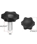 M8 X 16Mm Plastic Clamping Knobs And Thumb Screws 20 Pack showing black star handles and screws for tool-free adjustments.