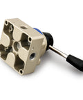 Pneumatic Hands-On Lever Valve With Rotary Positioner For Manual Control, Three Position Four Way Valve With Quarter Inch Ports, Mid Closed Logic