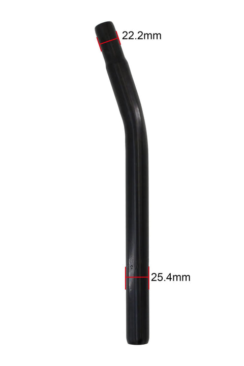Rock Solid BMX Bike Seat Post 25.4mm by 345mm Black Aluminum Alloy for Heavy Duty Support side view with diameter labels