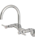 Concord 8 Inch Adjustable Center Wall Mount Kitchen Faucet In Polished Chrome, Solid Brass Construction, No Drip Ceramic Disc