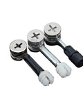 Three heavy duty cam lock fittings for furniture assembly, part of 50 Pack Heavy Duty Cam Lock Fittings 3 In 1 Furniture Connector Kit.