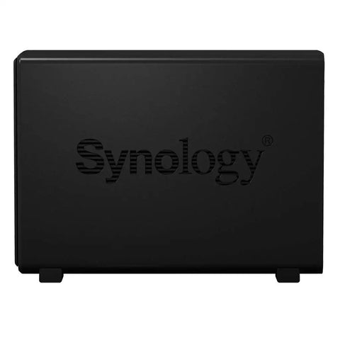 Rock Solid Ds118 Nas Server With 8Tb Internal Drive And 1GbE Ethernet Port, black storage box with Synology logo.