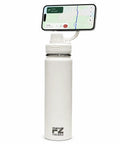 26 Oz MagSafe Water Bottle With Snap On Phone Cradle Double Wall Steel Keeps Your Hydration Icy All Day Long Zero Drip Build in ivory with smartphone mounted.