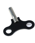 Close-up of black 2Pcs Metal Winder Clock Key for Wall Clocks and Wooden Clocks with 8mm post, repair tool visible.