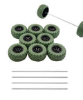 10 Piece Toy Wheel Set With 5 Shafts For RC Cars Trucks And DIY Robots 2mm Shaft By 100mm Length 36mm Rubber Tires In Green Rad