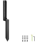 Heavy Duty Fence Post Repair Kit With Ground Anchor Spike No Dig Easy Install Support Stake For Tilted Or Broken Wood Posts Durable Outdoor Fence Fix Anchor With Complete Hardware Set Type A, shown with screws and tools.