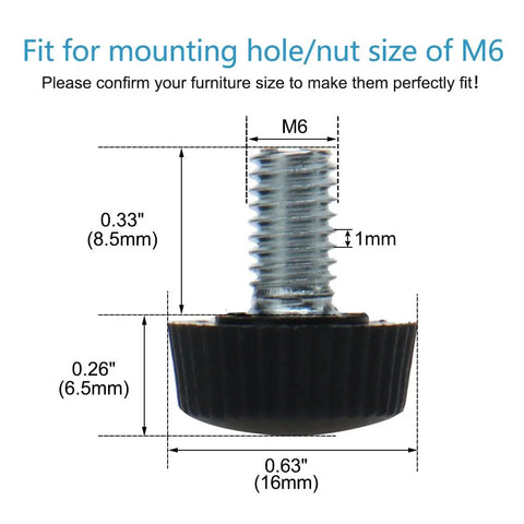 Adjustable Leveling Feet M6 Thread 16mm Height 10 Pack Floor Protectors for Furniture Tables Chairs Cabinets and Machines