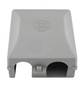 Gray PVC Gas Plug With One Half Inch NPT Inlet And Three Eighth Inch Quick Disconnect Outlet For Outdoor Use CSA Approved Weatherproof Lockable Enclosure