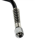 Pro Grade Pu Airbrush Hose With Snap Tight Quick Connects For Zero Sweat Leak Free Action And Nifty Flex Appeal Plus Inch Eight Female Bsp Ends close-up of metal coupling.