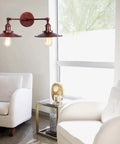 Badass Industrial Vintage Dual Light Wall Sconce Featuring Adjustable Metal Arms For Instant Room Upgrades Rock Solid Construction Easy Install In Stunning Chrome Or Sleek Matte Black Finishes Today in a bright living room.