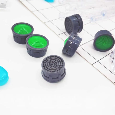 10 Pack Faucet Aerator Replacement Inserts With Rubber Washers M22 M24 showing green mesh and black casing