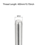 Close-up of Beefy Heavy Duty M12 X 400mm Fully Threaded Rod 1.75mm Pitch 304 Stainless Steel Right Hand Threads