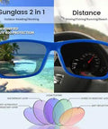 Wrap Around Bifocal Sunglasses With Built In Readers 1.25 For Driving And Sports Use With Blue Frames and UV Protection