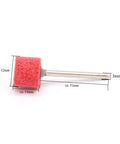 Premium Nylon Fiber Polishing Wheels With 1/8 Inch Shank For High Grit Buffing And Fine Finishing On Metal Or Wood Up To 1000 Grade Grit, showing a red polishing wheel.