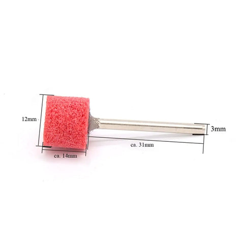 Premium Nylon Fiber Polishing Wheels With 1/8 Inch Shank For High Grit Buffing And Fine Finishing On Metal Or Wood Up To 1000 Grade Grit, showing a red polishing wheel.