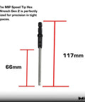 One Quarter Inch Hex Bit Three Millimeter Allen Wrench For RC Cars And Power Tools, Gen 2 Speed Tips, dimensions shown