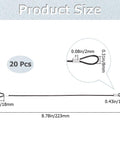 20 Pack 9 Inch Stainless Steel Wire Rope Lanyards With Rubber Coated Braided Cable Locks 5mm Thick Tether Safety Straps size diagram
