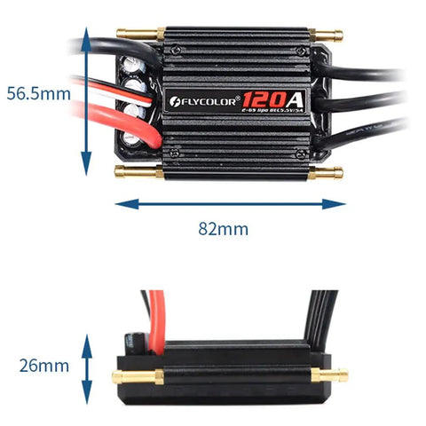 Waterproof Brushless ESC For RC Boats And Model Ships With 120A Rating 5V 5A BEC XT90 4mm Banana Plug showing dimensions