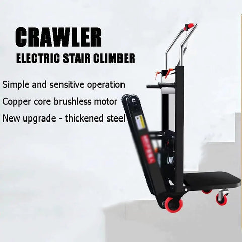 Heavy Duty Electric Stair Climber Cart That Lets You Haul Like A Boss While Saving Your Back And Keeping Things Totally Upright For Easy Moving Up Or Down Any Flight Of Stairs Today, showcasing motorized steel frame design.