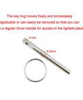 Pro Grade Security Oval Head Screws With Special Bit For Coffee Machines Removal Kit key ring with measurements.