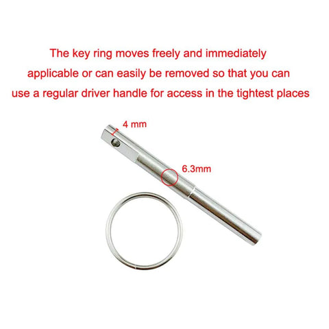 Pro Grade Security Oval Head Screws With Special Bit For Coffee Machines Removal Kit key ring with measurements.
