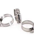 Set of three 304 stainless steel worm-gear hose clamps, adjustable 18-32mm range.