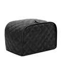 Black Quilted Polyester Four Slice Toaster Cover Dust Proof Shield For Kitchen Small Appliances Washable And Fingerprint Resistant