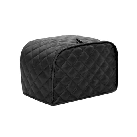Black Quilted Polyester Four Slice Toaster Cover Dust Proof Shield For Kitchen Small Appliances Washable And Fingerprint Resistant