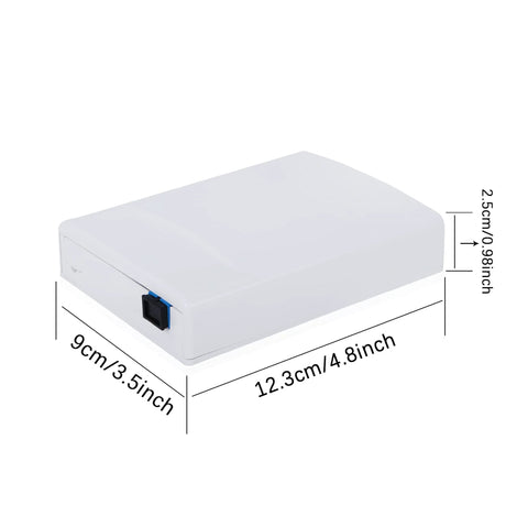 White PNGKNYOCN 2-port fiber optic terminal junction box, desktop panel with SC/UPC port, 12.3 cm long