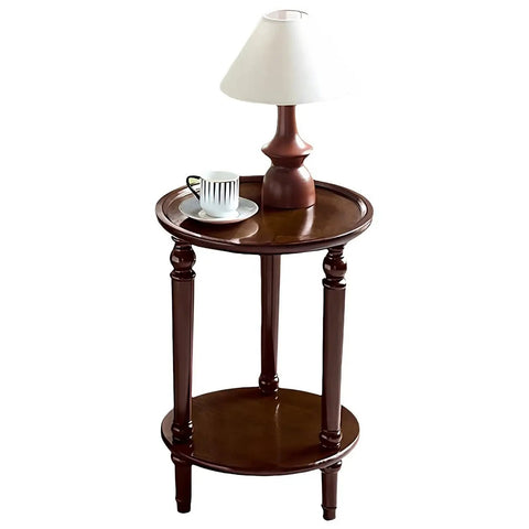 Vintage Walnut Wood Accent Table With Dual Storage Tiers Space Saver Slim Corner End Table For Small Spaces Couch Side Sofa Table
