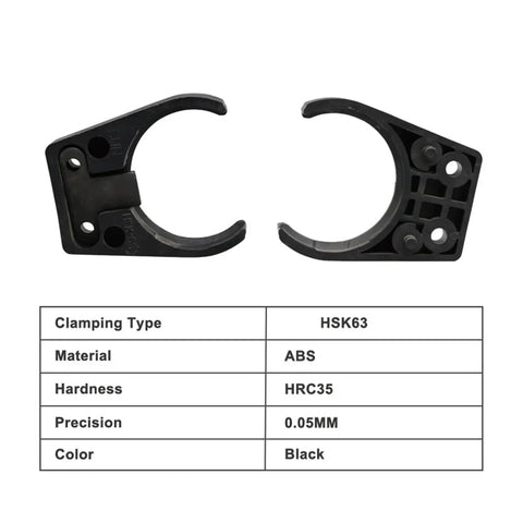 Premium 6 Pieces HSK63 Tool Holder Clamps, ABS material, black color, for vibration free milling and engraving.