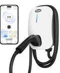 Level 2 EV Charger 11.5kW 48A 208 To 240V J1772 Connector Indoor Outdoor Smart App Control 25 Foot Cable with smartphone app display