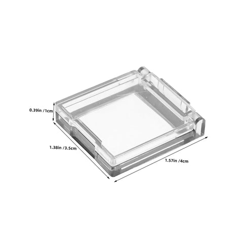 Clear rectangular case with measurements for 26mm Round Power Button Cover With Double Sided Adhesive No Fuss Dustproof Guard For Desktop PCs Washing Machines And Dishwashers Crystal Clear Push Button Protector That Keeps Panels Readable