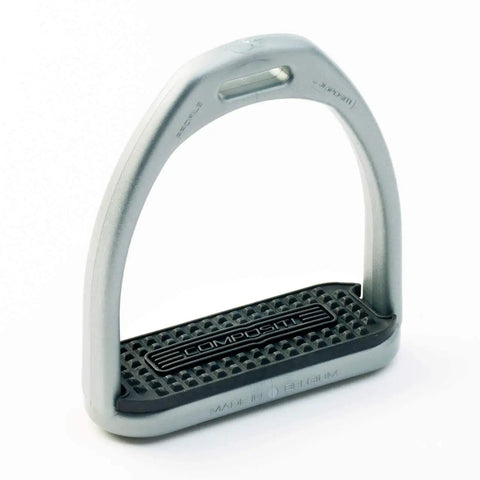 Lightweight Composite Stirrup Irons 4.75 Inch Wide 140g Fillis Style With Pads Included Grey Or Black, side view