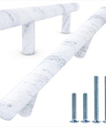 Top Shelf Solid Stainless Steel Euro Bar Cabinet Handles And Drawer Pulls Featuring Sleek Marble Finish Heavy Duty Build For Fast Home Reno Easy Center To Center Mounting Setup Killer Five Pack Bundle with screws.