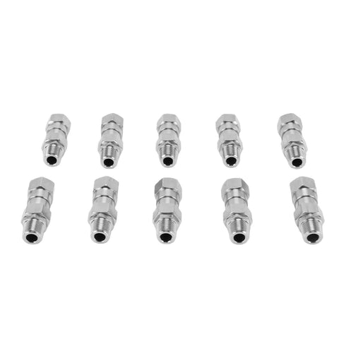 The Real Deal Heavy Duty Stainless Steel Hydraulic Hose Fittings Three Eighth Inch NPT Female To Male Swivel Adapter With Rotating Joint Stops Kinking No Sweat Flexibility For Plumbing Projects Or Auto Repair Work And DIY Enthusiasts, 10-piece set