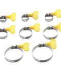 Ultimate 50 Pcs Stainless Steel Hose Clamp Assortment Kit With Adjustable Worm Gear Fasteners For Water Fuel Air Lines That Seal Like A Champ. assorted sizes stainless steel worm gear hose clamps with yellow knobs