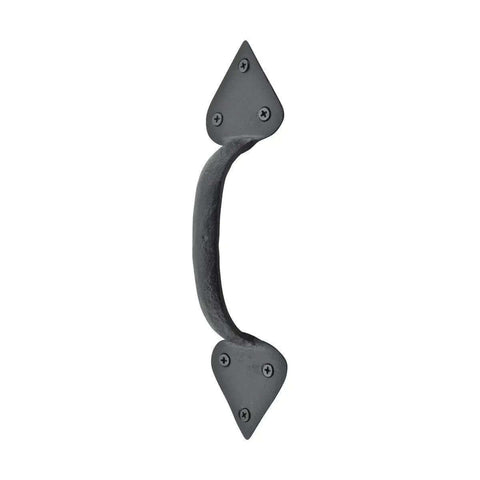 Black Wrought Iron Door Pull Handle 10 Inch Long Rustic Heart Tip Style Built Tough Heavy Duty Farmhouse Barn Door Hardware With Mounting Hardware