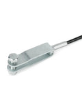 Close-up of Beefed Up Trailer Brake Hydraulic Surge Actuator Breakaway Cable Assembly, showing S-hook and durable cable end.
