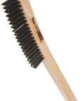 Hand Wire Scratch Brush With Curved Hardwood Handle And.012 Carbon Steel Fill, 3 By 19 Rows, Heavy Duty Scrub Brush