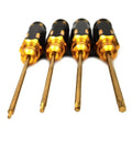 Hex Driver Set Four Piece Steel Allen Keys Kit For RC Gear, titanium nitride coated drivers with alloy handles in a row
