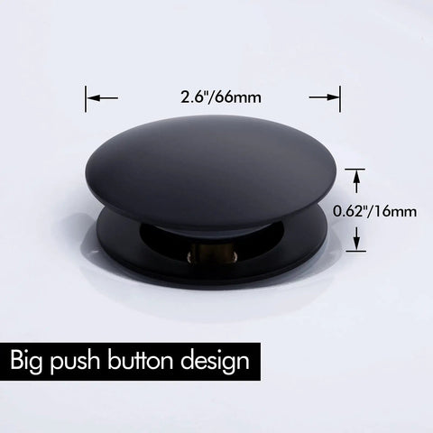 Matt Black Pop Up Sink Drain No Overflow All Metal Rustproof Brass And 304 Stainless Steel Durable Pop Up Drain Stopper