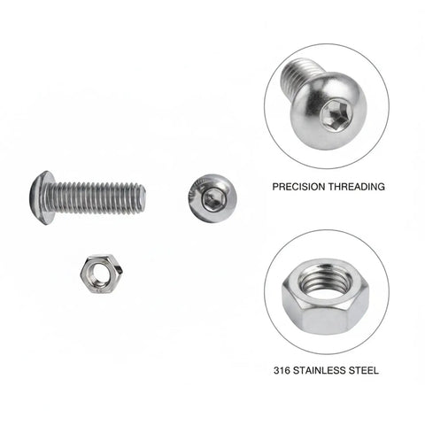 316 Stainless Steel Micro Fastener Kit With Metric Screws And Nuts M1 Through M1.6 For Precision Electronics And Marine Hardware Repair, screw and nut close-up