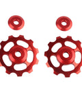Red pair of 2 Pack 11T Aluminum Sealed Bearing Jockey Wheel Rear Derailleur Pulley For Bike Upgrade Fits MTB 11 Speed Chains