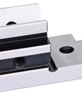 Hardened Steel Multi Use Vee Block And Clamp Set With Precision Ground Finish For Pro Machinists Central Ground V Groove Pin Removal Hole And Four Three Eighths Inch 16 Tapped Holes, side view