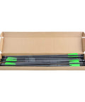 Box of 12 green-nock 15 Inch Carbon Crossbow Bolts With 100 Grain Removable Tips And Moon Nocks in open package