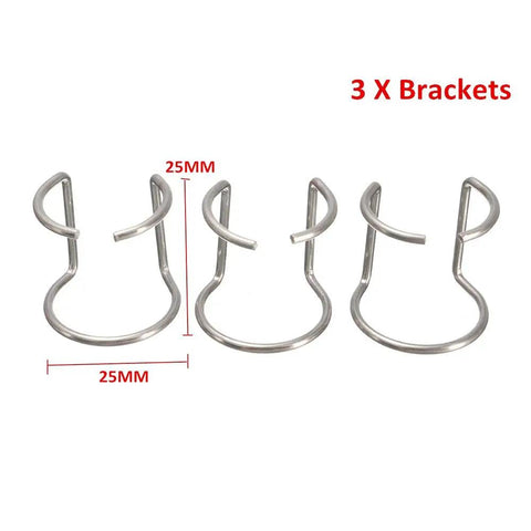 Three metal brackets from 26Pcs PL60 Plasma Torch Accessories Kit For LTP5000 And LTPDC2000 showing 25mm size