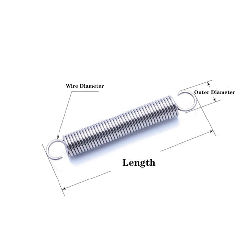 Durable Dual Hook Tension Springs Wire 0.6mm Outer Diameter 7mm Lengths From 20 To 50mm with labeled measurements